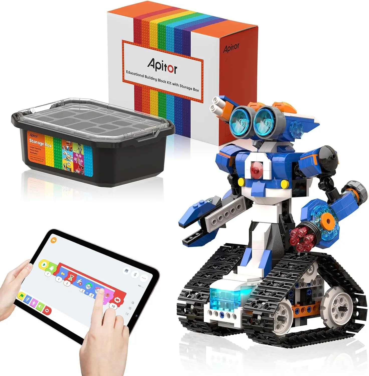 

Apitor Robot J Creative Building Kit With Storage Box 6-in-1 Programmable App Remote Control Tank STEM Learning Educational Toys