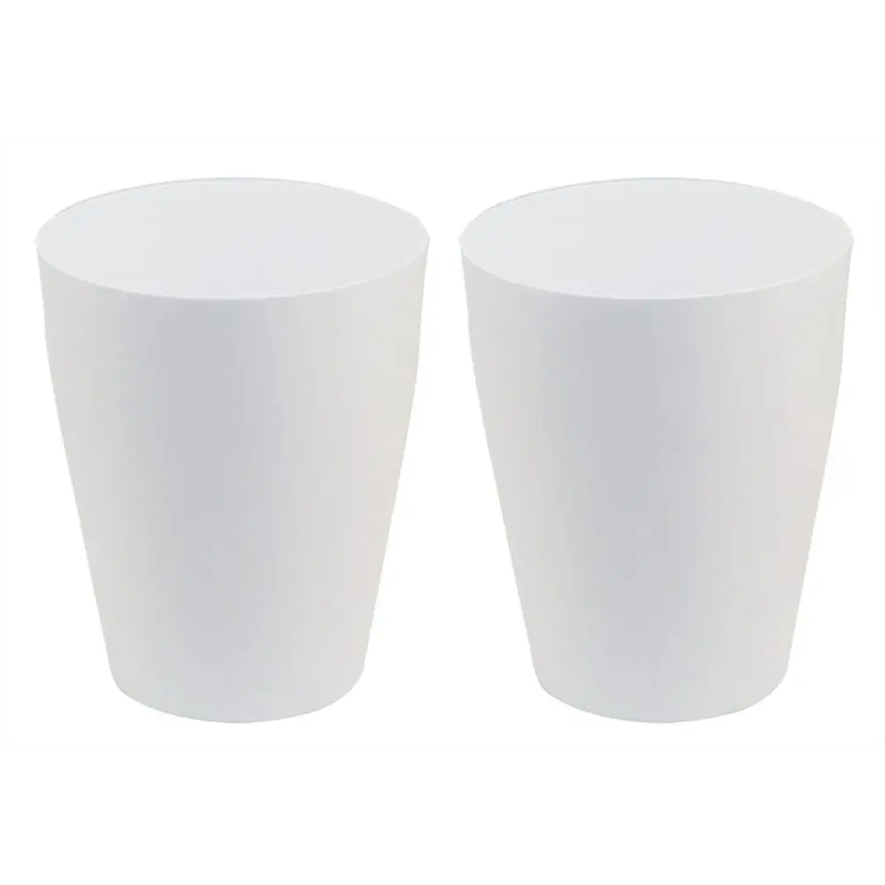 

Round Plastic Wastebasket, White Bathroom Trash Can Set of 2 for Home Office Use