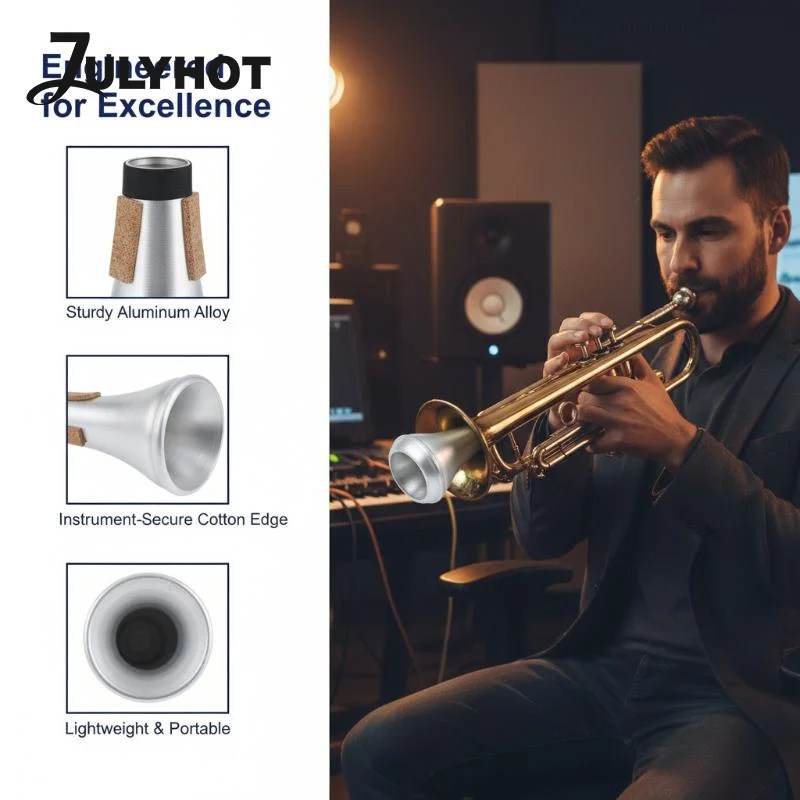 Weaker Beginners Practice Straight Body Mute Accessories Portable Mute Aluminum Alloy Trumpet Silencers Trumpet Universal