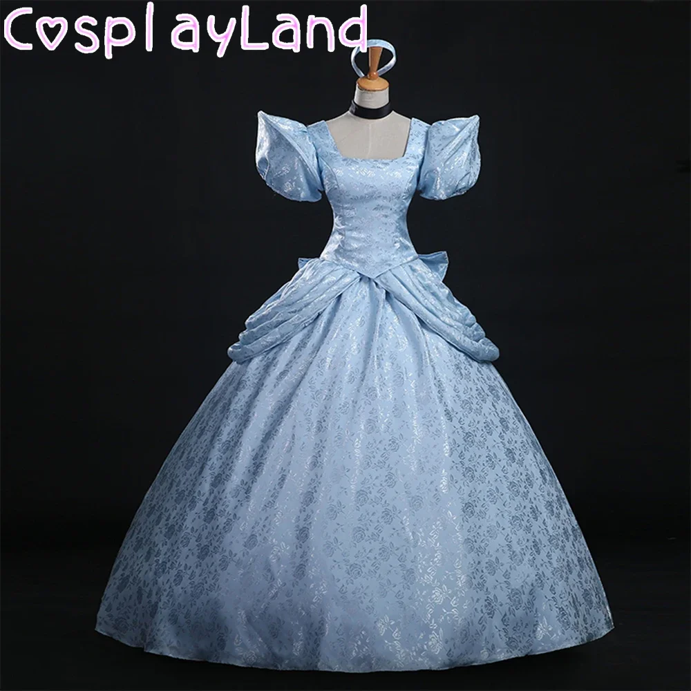 

Princess Dress Cosplay Halloween Costumes Fancy Dress Blue Women Fashion Dress Custom Made Party Ball Gown With Petticoat