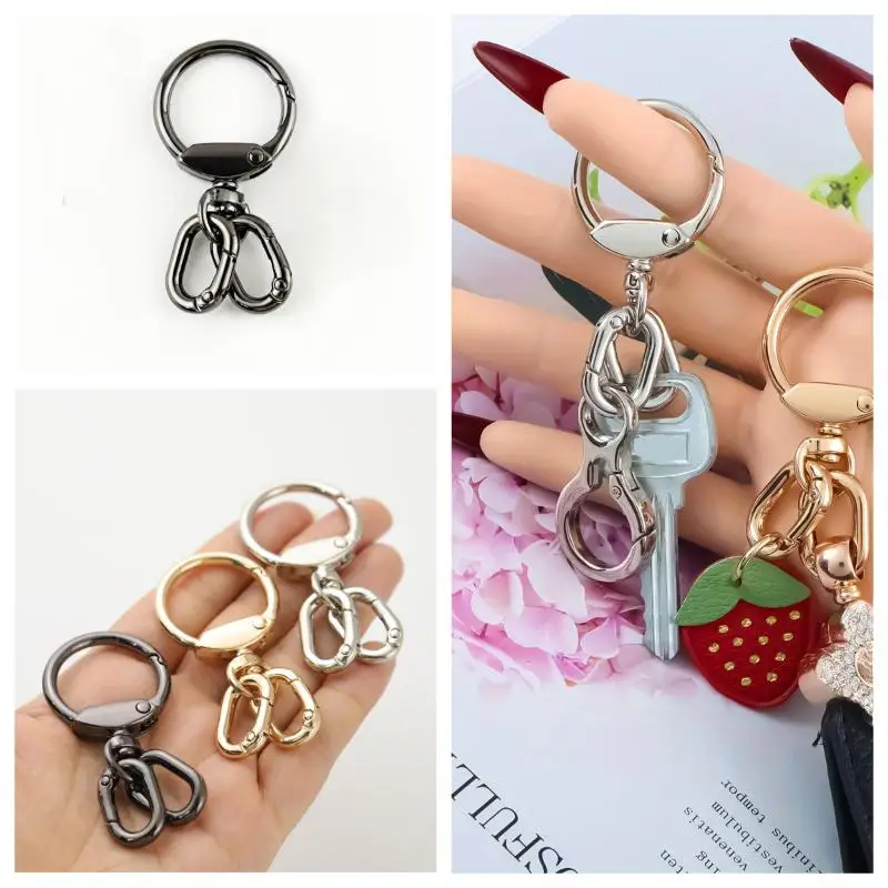 Drehbarer Karabinerhaken mit 2 Stück Federring-Schlüsselanhänger-Clips für DIY-Bastelarbeiten, Lanyard-Herstellung, Schlüsselring – Detail 1