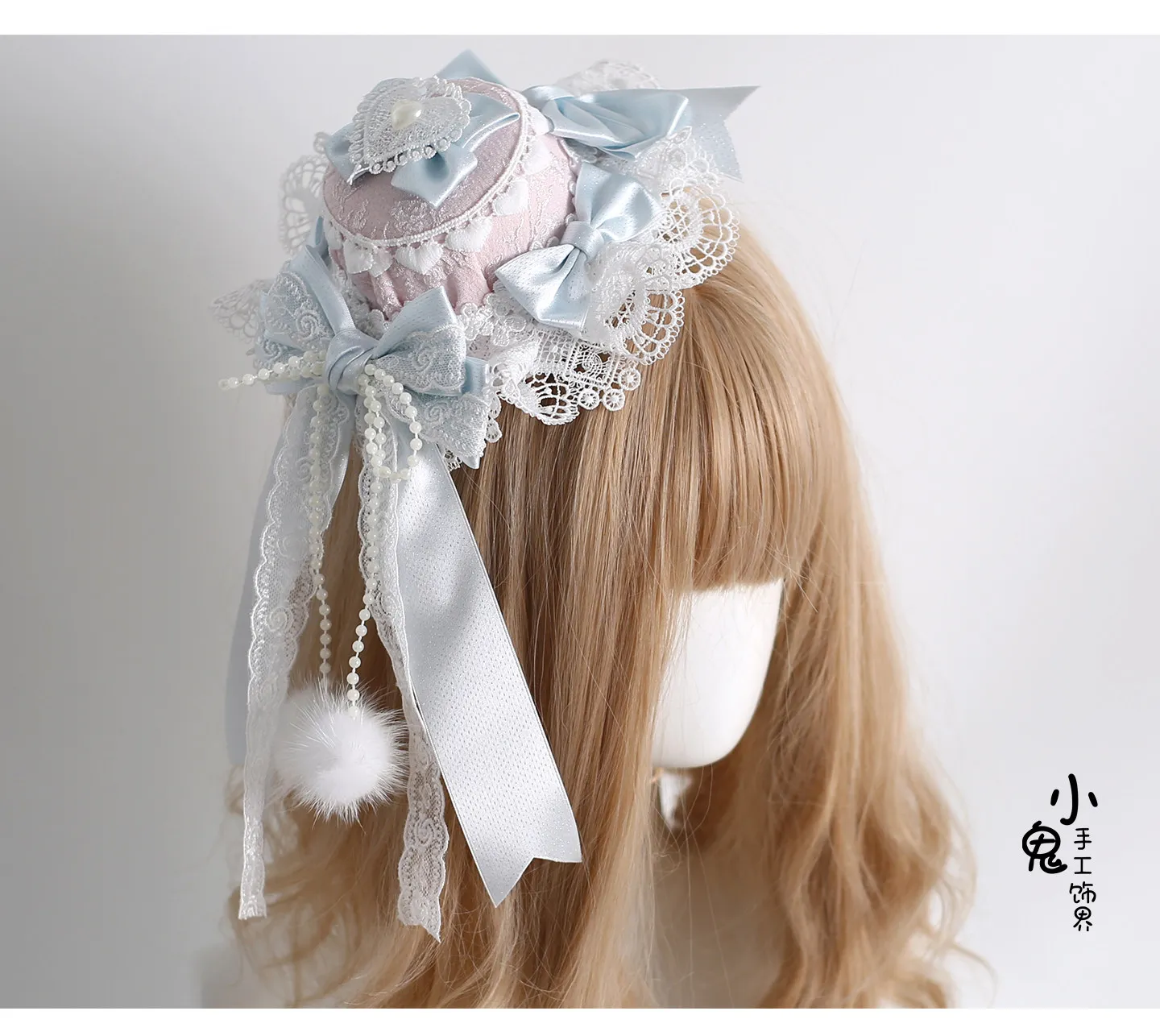 ที่คาดผมลูกไม้ประดับโบว์ไข่มุกสไตล์ญี่ปุ่นแบบดั้งเดิม พร้อมดอกไม้ KC สำหรับงานแต่งงาน ผ้าคลุมศีรษะแบบ BNT ปลอกแขน ผ้าคลุมศีรษะสไตล์โลลิต้าสำหรับผู้หญิง