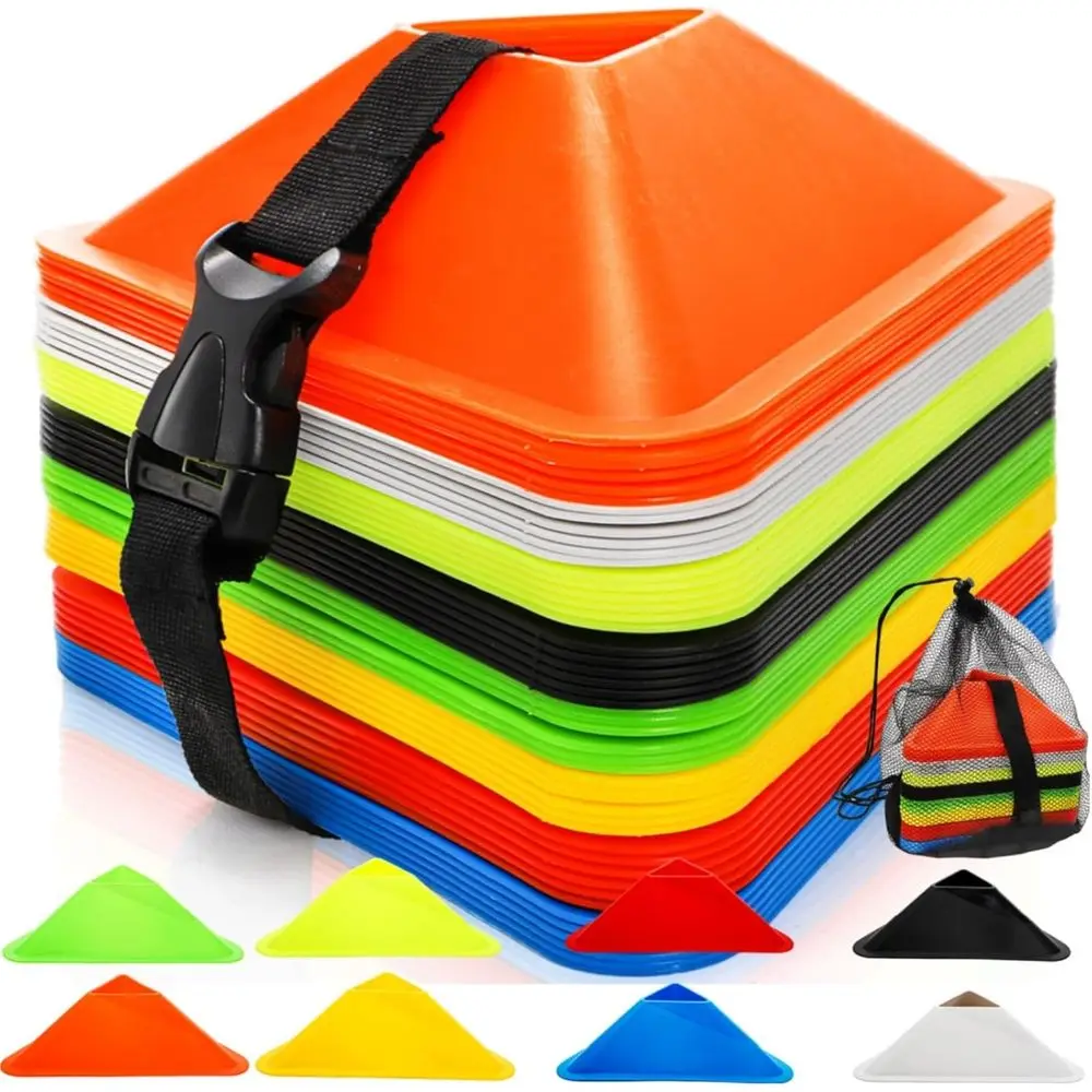 48-Piece Soccer Cones Set with Carry Bag, Durable Agility Markers for Sports Training, 8 Colors