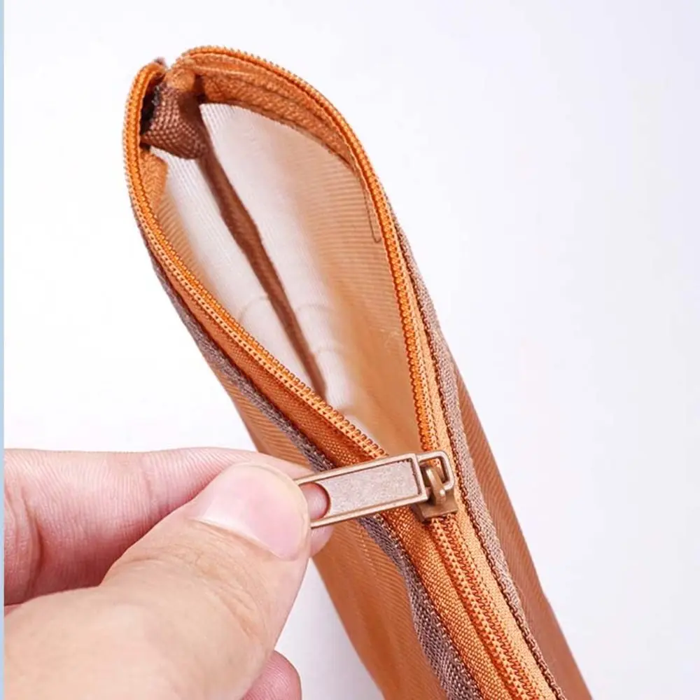Nylon Mesh Pencil Case Retro Color Large Capacity Transparent Bills Bag Storage Bag Organizer Case Zipper Stationery Bag Lady