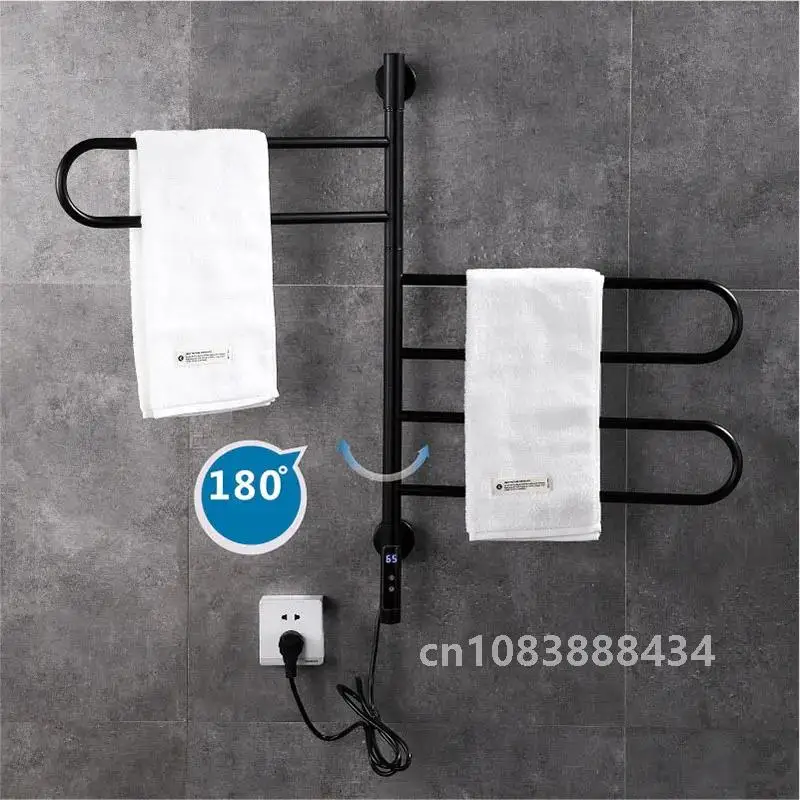 220V Bathroom  Electric Towel Rack Rotatable Digital Display Function Towel Drying Rack Timing Temperature Control