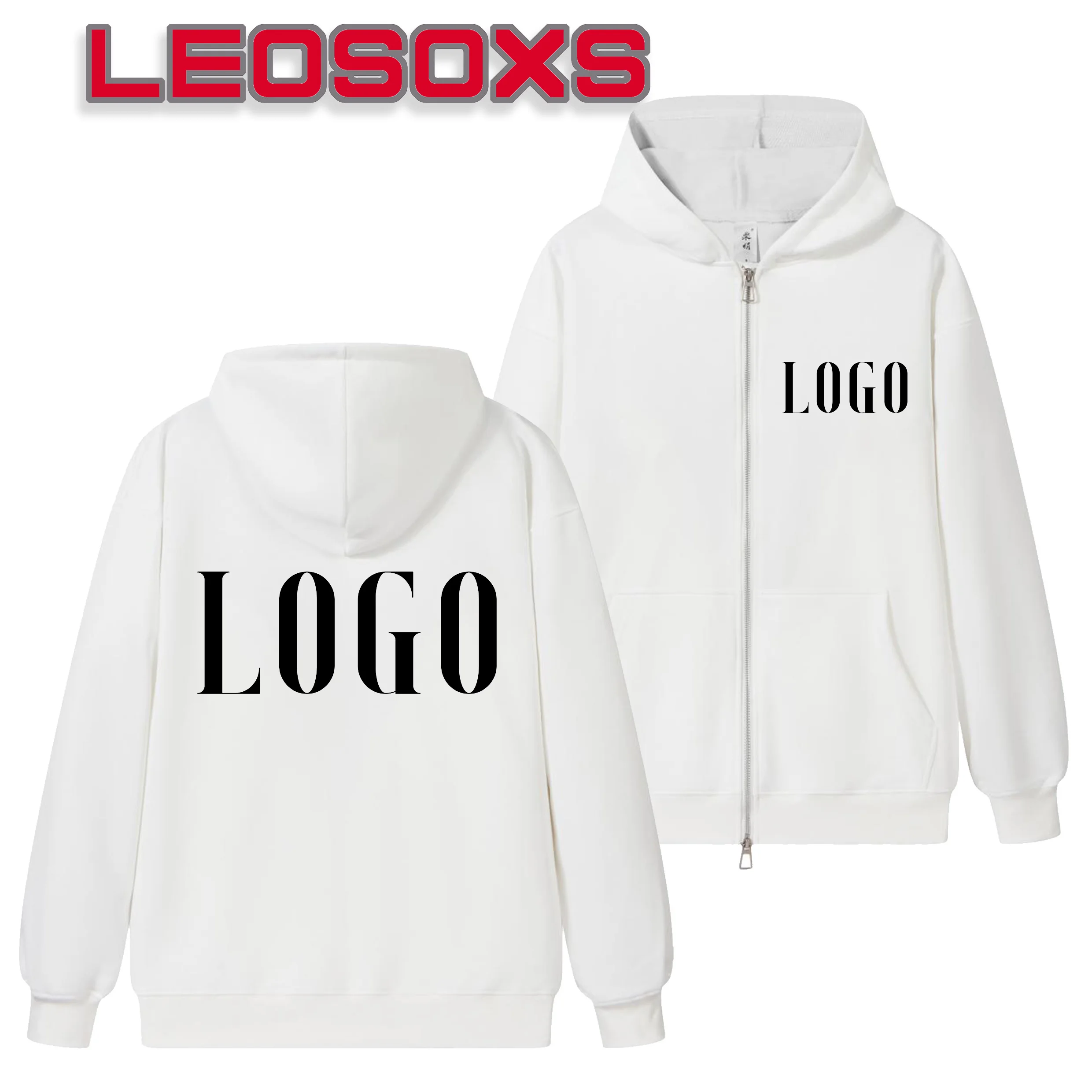 DIY Pattern Custom Logo 320g Heavy New Autumn and Winter Casual Cotton Men and Women Double-Head Zipper Top Solid Color Sweatshi