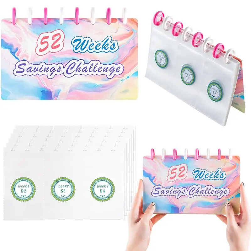 دفتر ملاحظات لتوفير المال مع مظاريف نقدية ، مخطط الميزانية ، توفير المال ، الميزانية النقدية ، الإدارة المالية ، 52 أسبوعًا