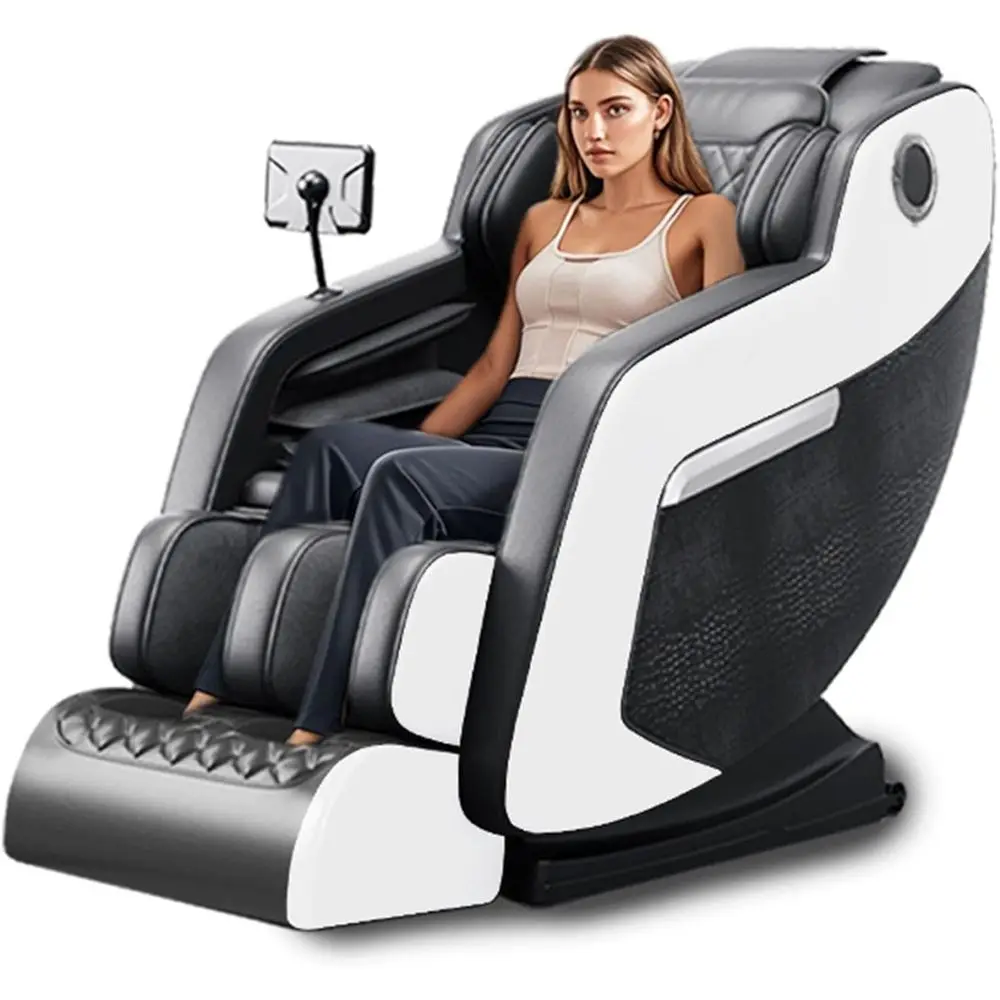 

Full Body Heat Zero Gravity Shiatsu Massage Chair Recliner with 5 Auto Modes, Foot and Back Massage, Black & White
