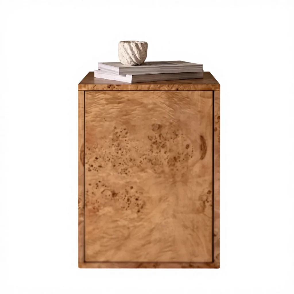 

Modern Style Hotel Bedroom Wooden Rectangle Bedside Table Storage Villa Tree Tumor Texture Nightstand Furniture Drawer