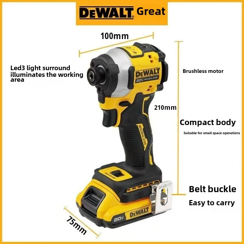 DEWALT DCF850 Impact Driver Electric Driver 20V Lithium Battery Brushless battery screwdrivers High Torque tools 공구