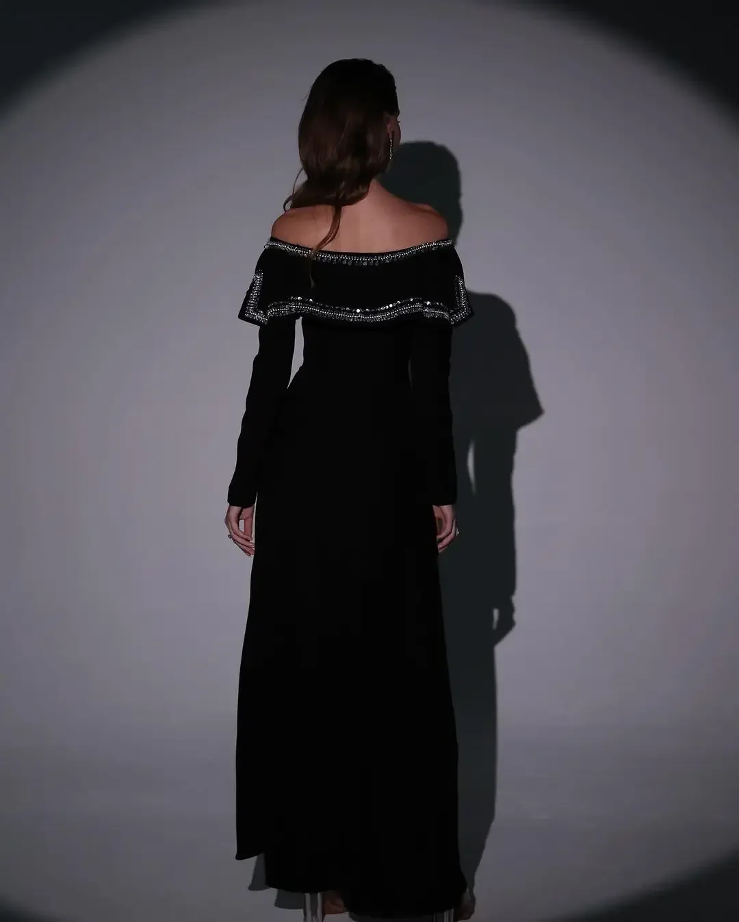 Robe de Bal Noire Élégante et Personnalisée à Manches sulf, Vêtement de Soirée Formel avec Perles, CitroRinse