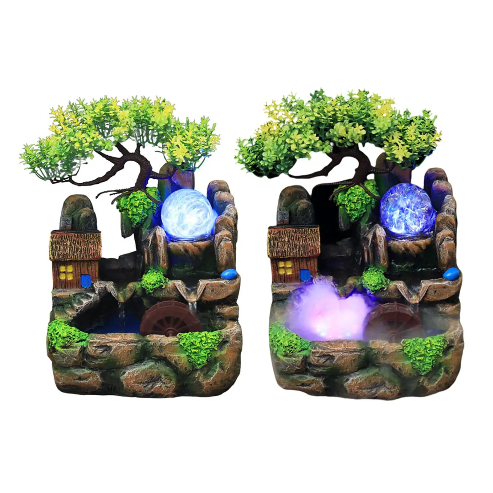 

Waterfall Fountain Rockery LED Lights Crafts Simulation Gift for Living Room Table