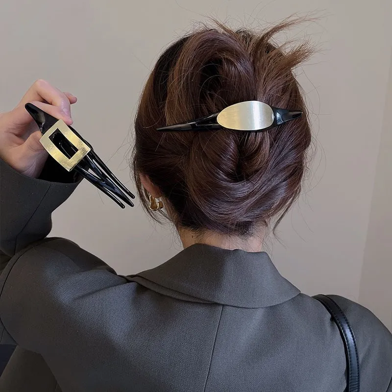

High-End Fashion Metal Style Black Gold Hair Clip Durable Quality Unbranded Accessory for Stylish Hair Management