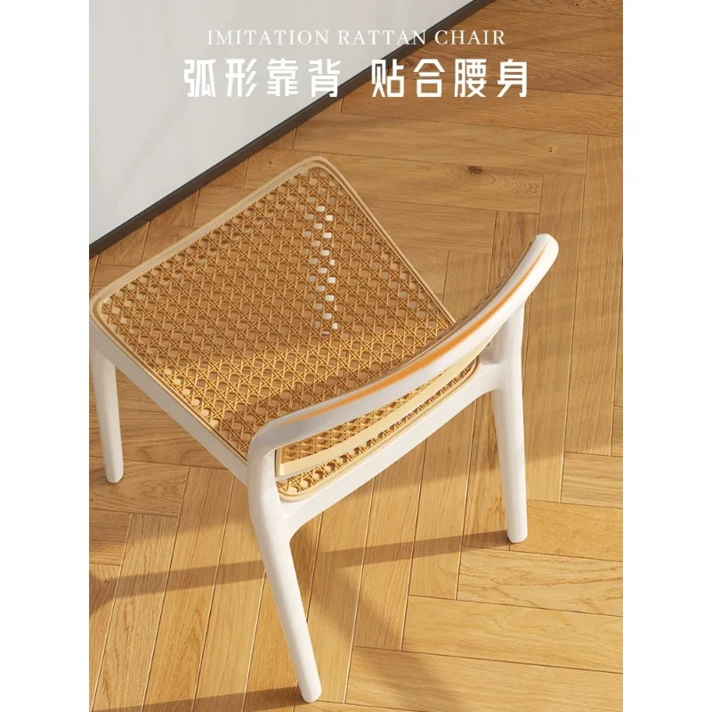 Plastic Chairs, Thickened Dining Chairs, Household Rattan Weaving, Foldable Outdoor Restaurant Dining Backrest, Chairs,