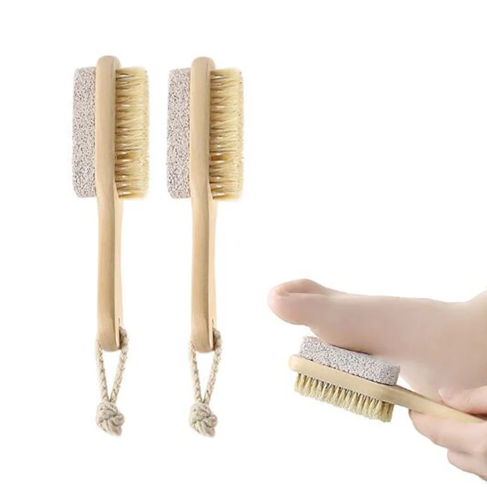 

2Pcs Floating Stone Brush Double Sided Pumice Foot File with Bristles Dead Skin Remover Callus Removal Pedicure Tool for Smooth