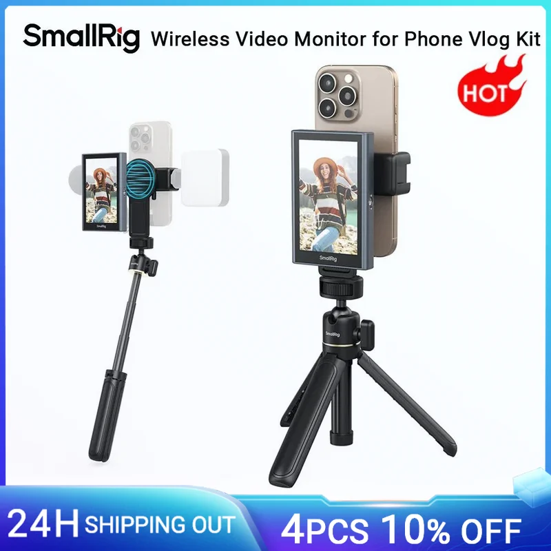

SmallRig Wireless Video Monitor for Phone Vlog Kit with Remote Control 1500mAh Battery for iPhone & Android Mobile Phone 4851