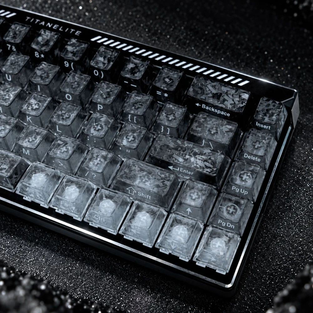 Gradient Transparent Carbon Fiber Keycaps Cherry Profile Keyboard Caps Compatible with Mechanical Keyboards 68 75 87 95 108