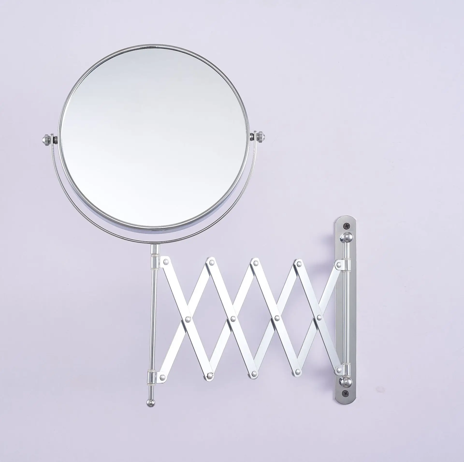

360 Degree Swivel Makeup Mirror Magnifying Two-Sided Retractable Bathroom Mirror 7inch Household Bathroom Folding Mirror Silver