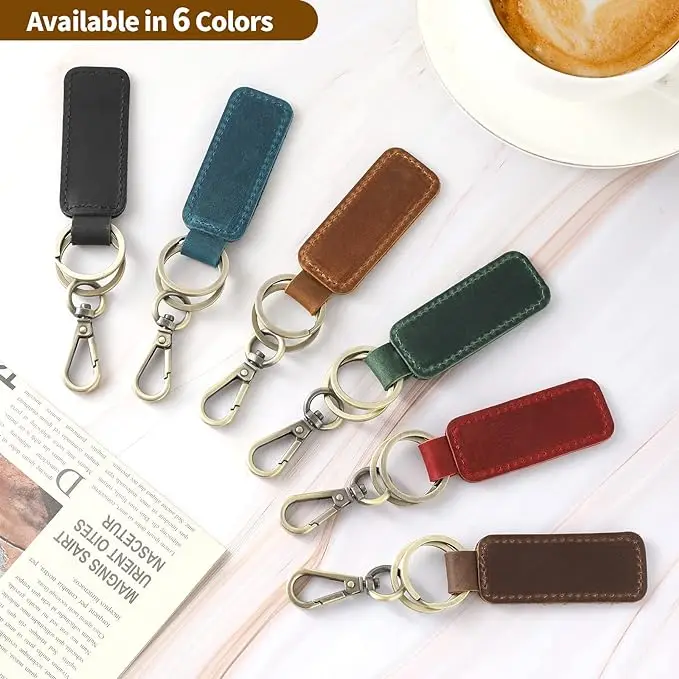 

100% Genuine Leather Car Key Holder High Quality Housekeeper Men Crazy Horse Cowhide Vintage Key Chain Hook Ring Small Gift