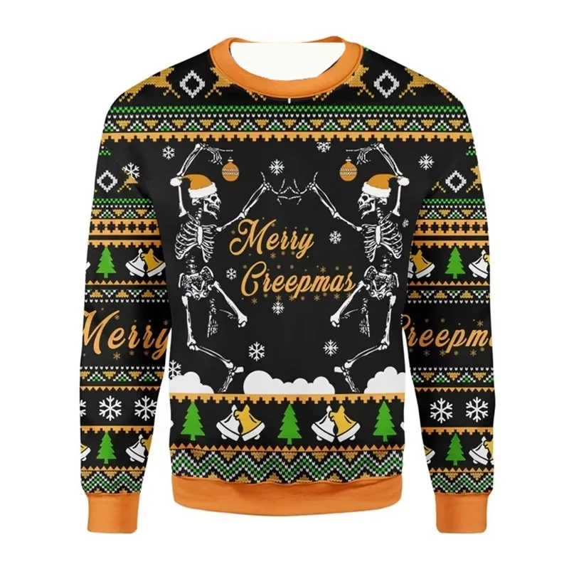 القبيح عيد الميلاد سترة النساء الرجال ثلاثية الأبعاد طباعة الخريف بلوفر شتوي الكرتون نمط الرجال الملابس الجديدة ملابس يومية غير رسمية بلوزات #3