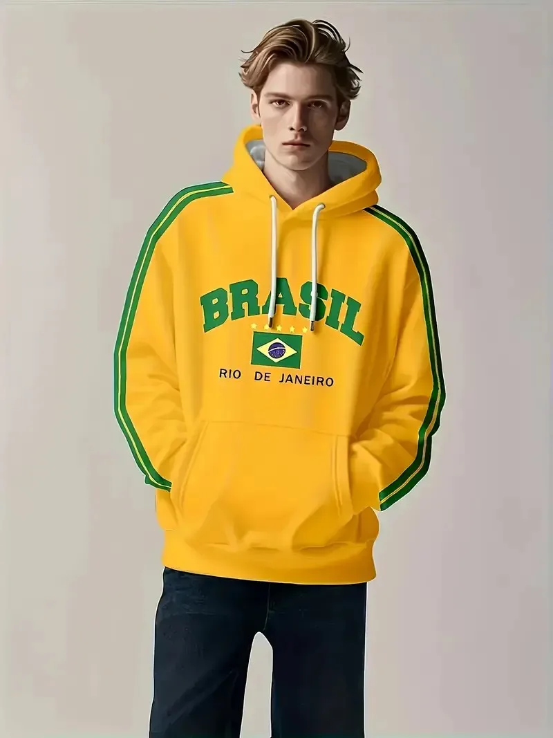 

Новая мужская толстовка с капюшоном на весну и осень 2025 года с повседневным модным и удобным 3D-принтом с буквенным принтом.