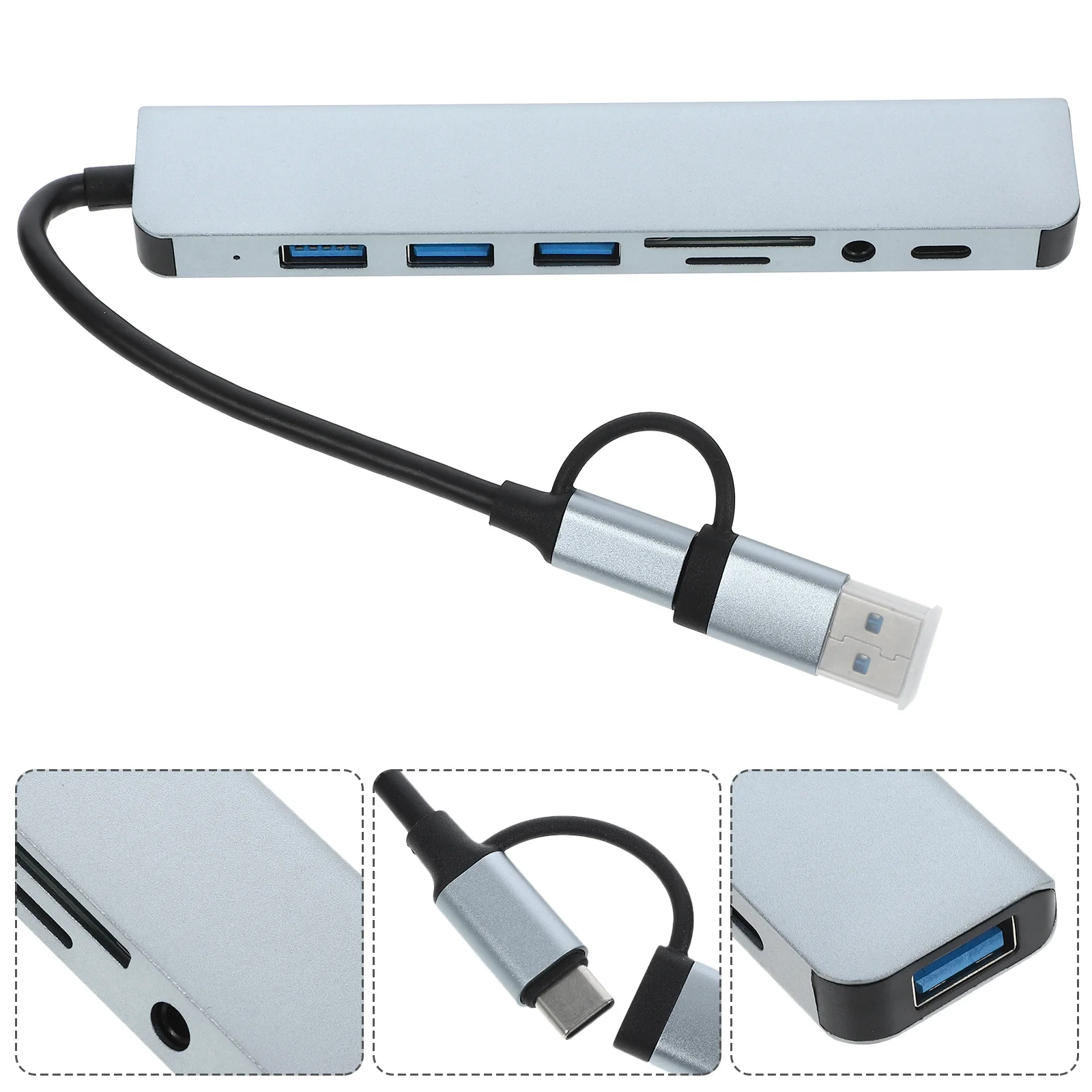 

Type-C Expansion Dock Metal USB Hub Multi-Port Adapter Fast Data Transfer Compatible for Laptop Portable USB Splitter Connector