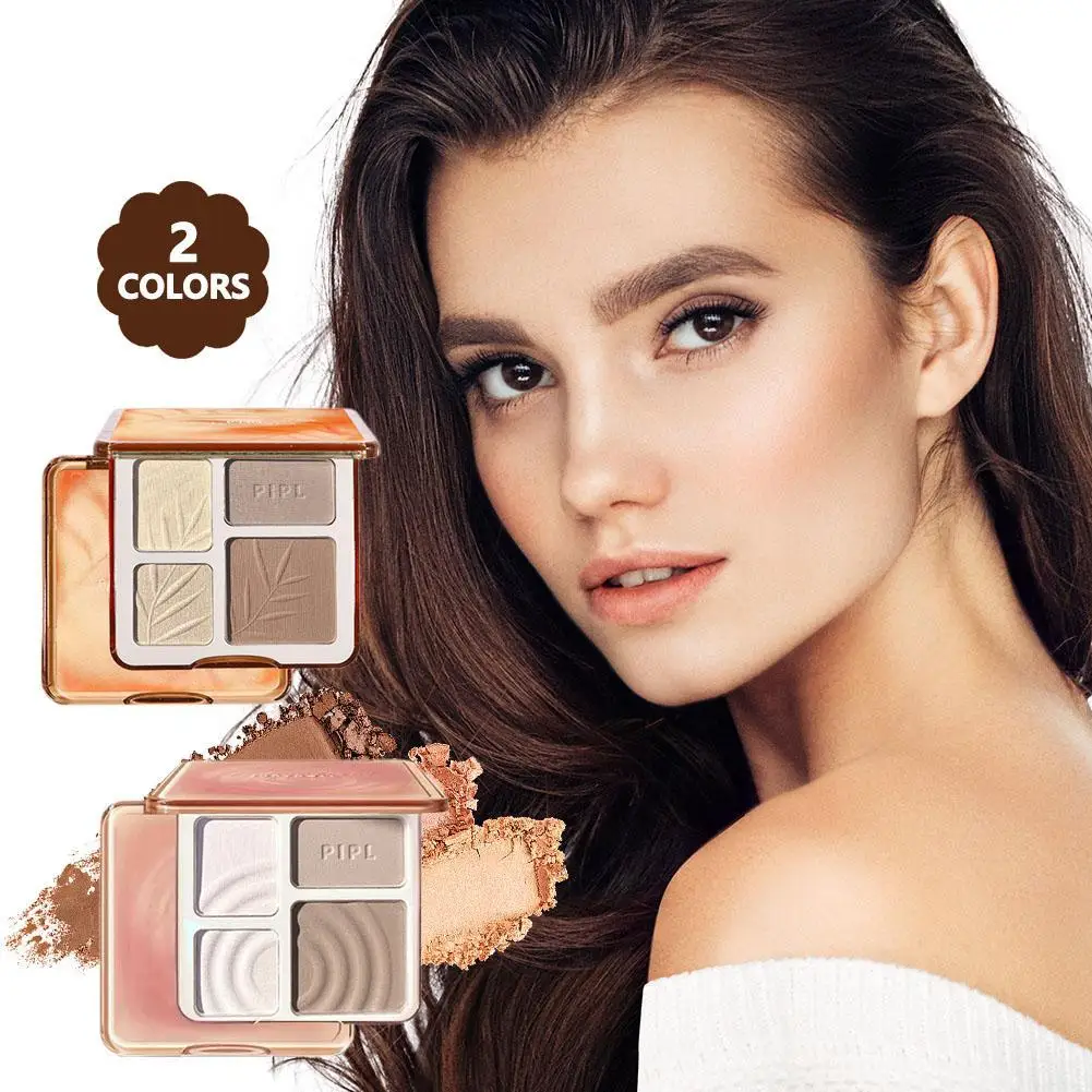 3D Konturowanie twarzy Bronzer Cosmetics Rozjaśniająca beżowo-matowa paleta refleksyjnych Czterokolorowy cień do powiek Puder do nosa Makijaż