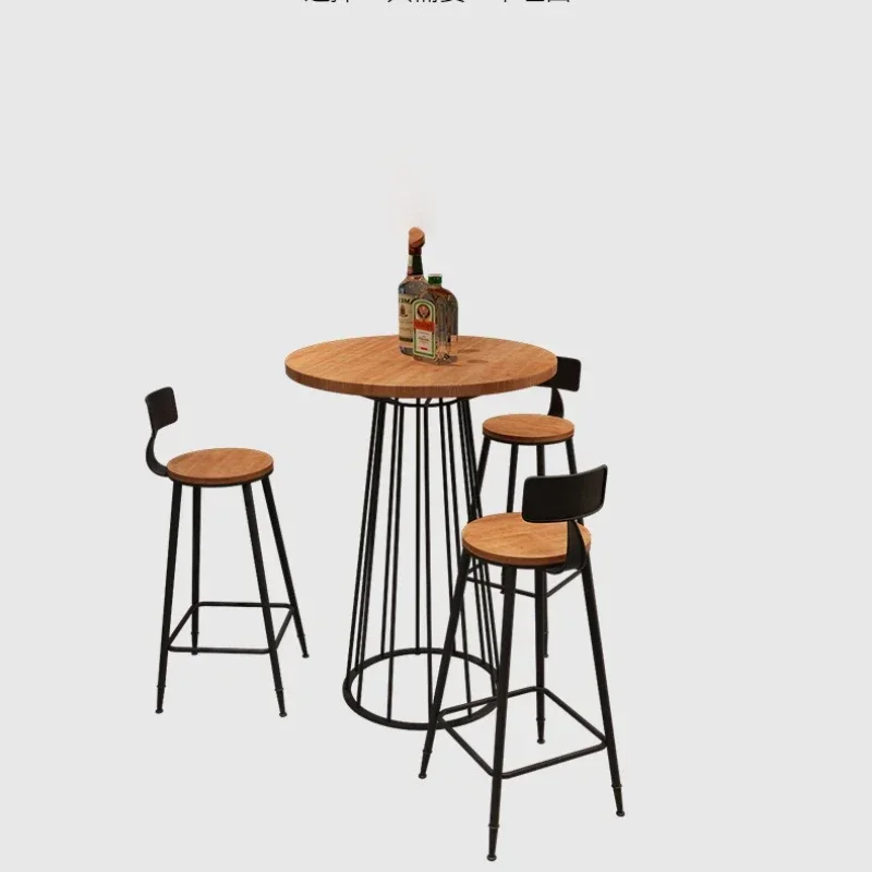 Tall round bar table creative cafe round bar table and chair combination simple industrial style