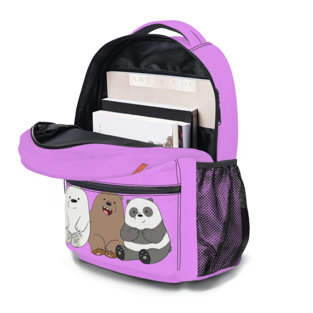 We Bare Bear-mochila impermeable de alta capacidad para niñas, morral escolar para ordenador portátil, bonita mochila de viaje