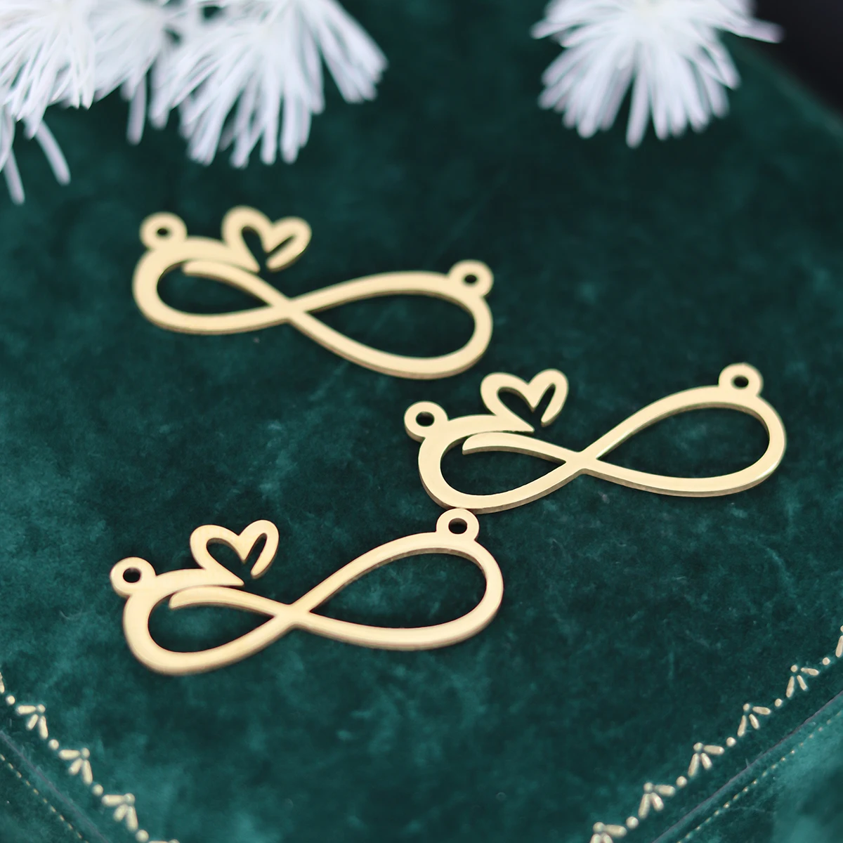 3pcs Stainless Steel Infinity With Heart Diy Jewelry Earring Making Charm Wholesale Bracelet Necklace Pendant Connectors