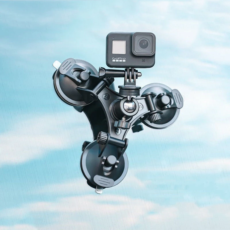 حامل أكواب شفط ثلاثية مع محول خيط قياسي ، DJI OSMO العمل 4 ، 3 ، Gopro 13 ، 12 ، 11 ، 10 ، 9 ، 8 ، 7 ، Insta360 ، X4 ، X3 ، X2 ، أودي"