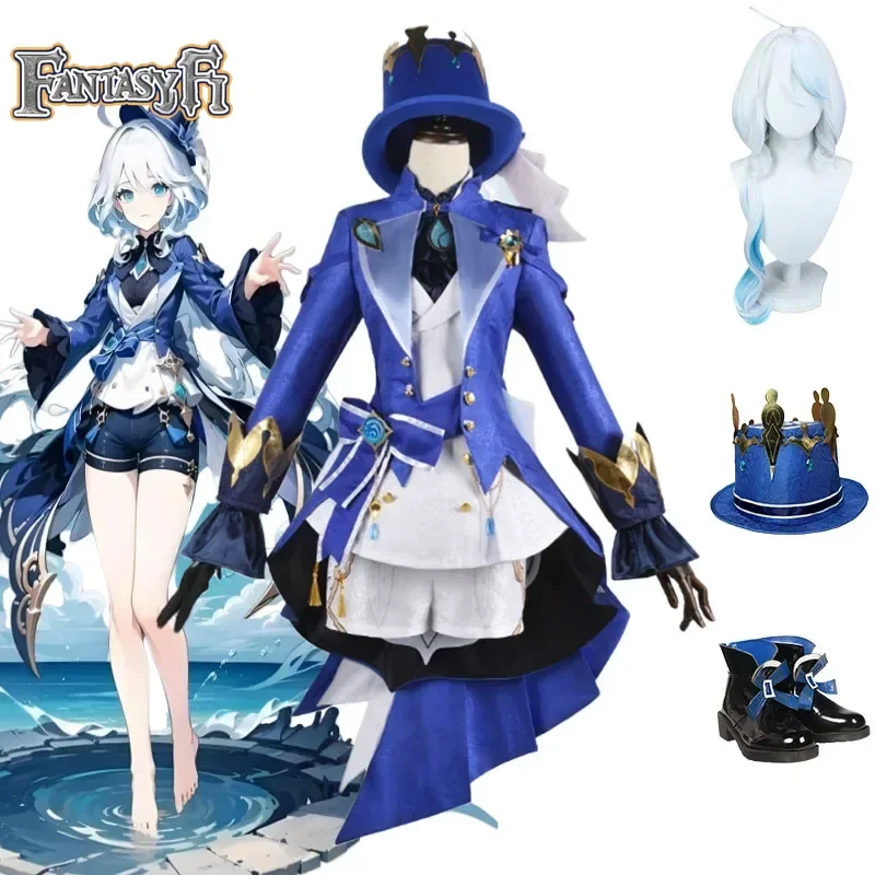 

Genshin Impact Game Cosplay Costumes Fontaine Furina Focalors COS Hat Wig Shorts Uniform Carnival Christmas Party Women's Suits