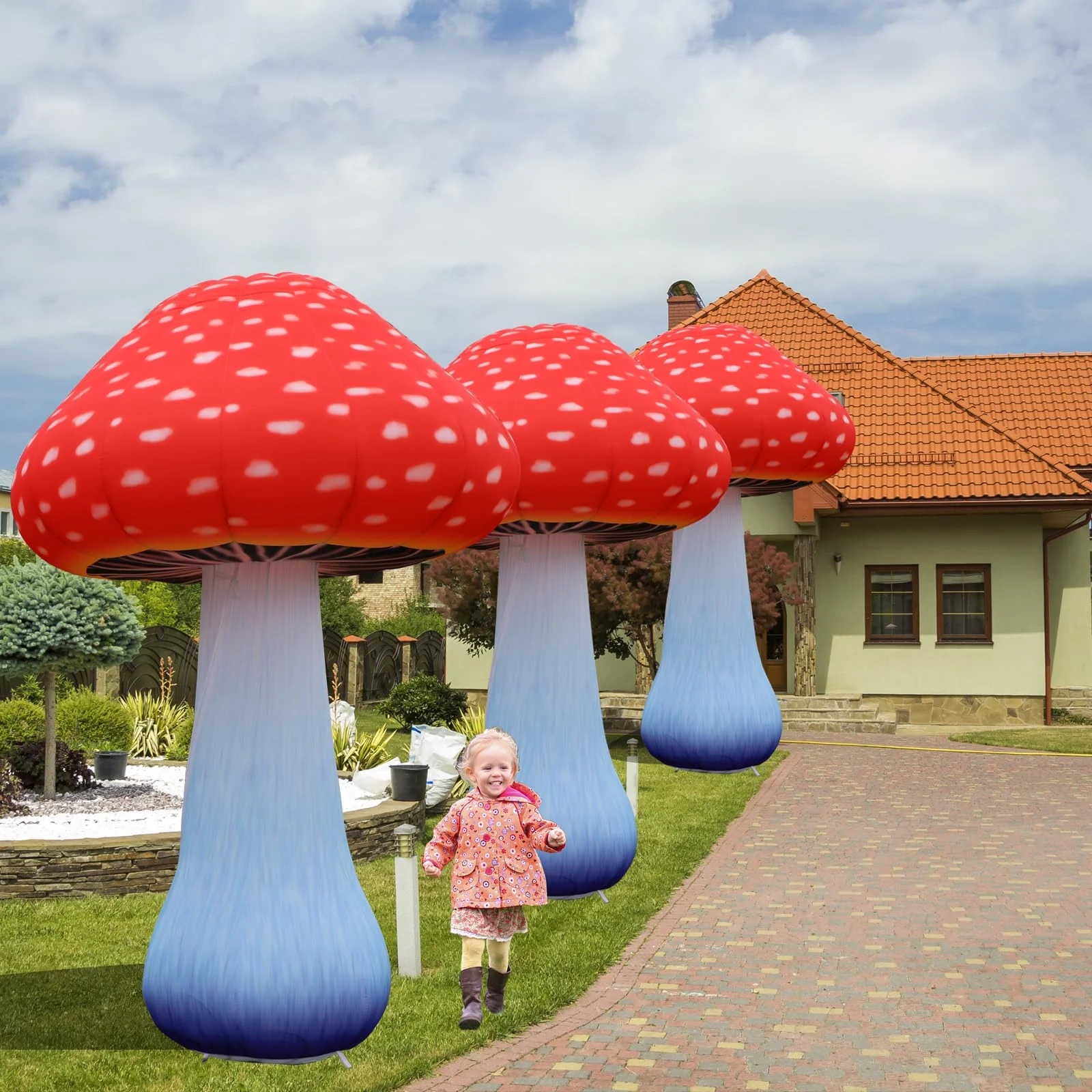 4-6m /13-20ft Mushroom Giant Inflatable Mushroom With Led Light And Blower For Outside Christmas Party Stage Event Decorations