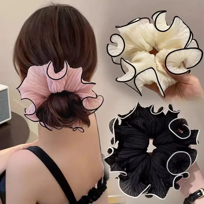 1/4pcs Simple Mesh Pleated Hair Rope for Woman High elasticity Hair tie Fashion Girl Does Not Damage hair Scrunchie