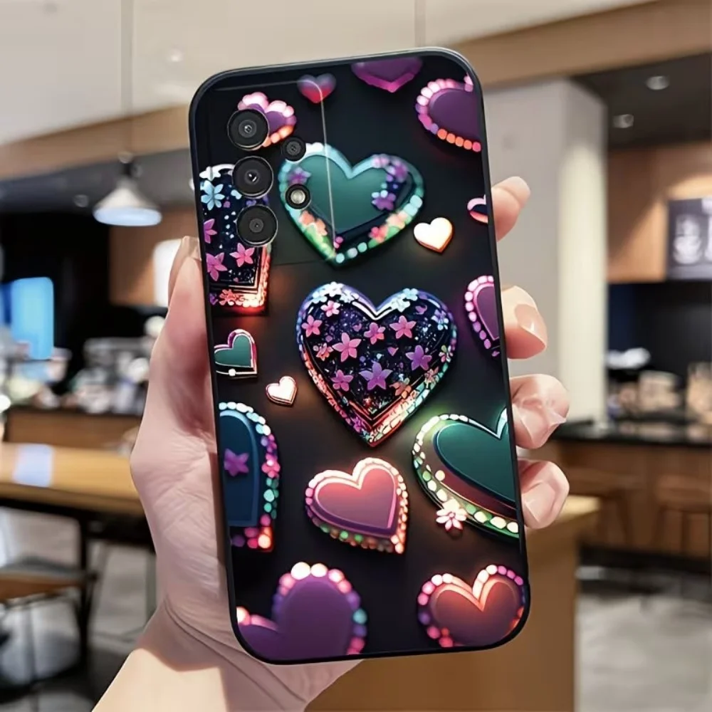 Glowing Heart Anti Fingerprint Phone Case For Samsung Galaxy A73 A72 A71 A70 A56 A55 A54 A53 A52 A51 A50 S 4G 5G Protect Cover
