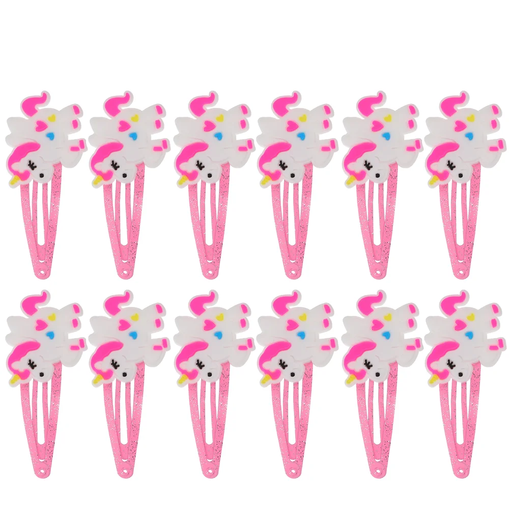 20 Pcs Love Cartoon Children's Unicorn Hair Clip Lightweight Clips Barrettes Women Hairpin Accessories Soft Rubber Style