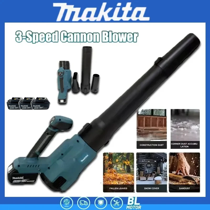 

Аккумуляторная воздуходувка Makita, 3-скоростная, сверхмощная, для уборки листьев, снега и пыли, электроинструмент для продувки.