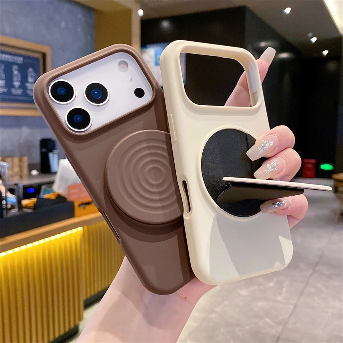 Matte Water Ripple Bracket Solide Handyhülle für IPhone 17 Air 16 15 14 Pro Max 13, stoßfeste Silikon-Schutzhülle