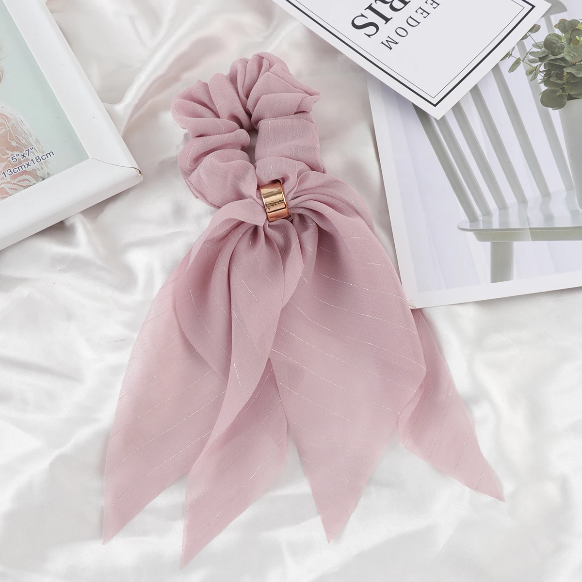 

Hair Ring Accessories Long Scrunchies Dark Pink Cloth B Ribbon Women Hair Tie Ponytail Holder Everyday Stylish
