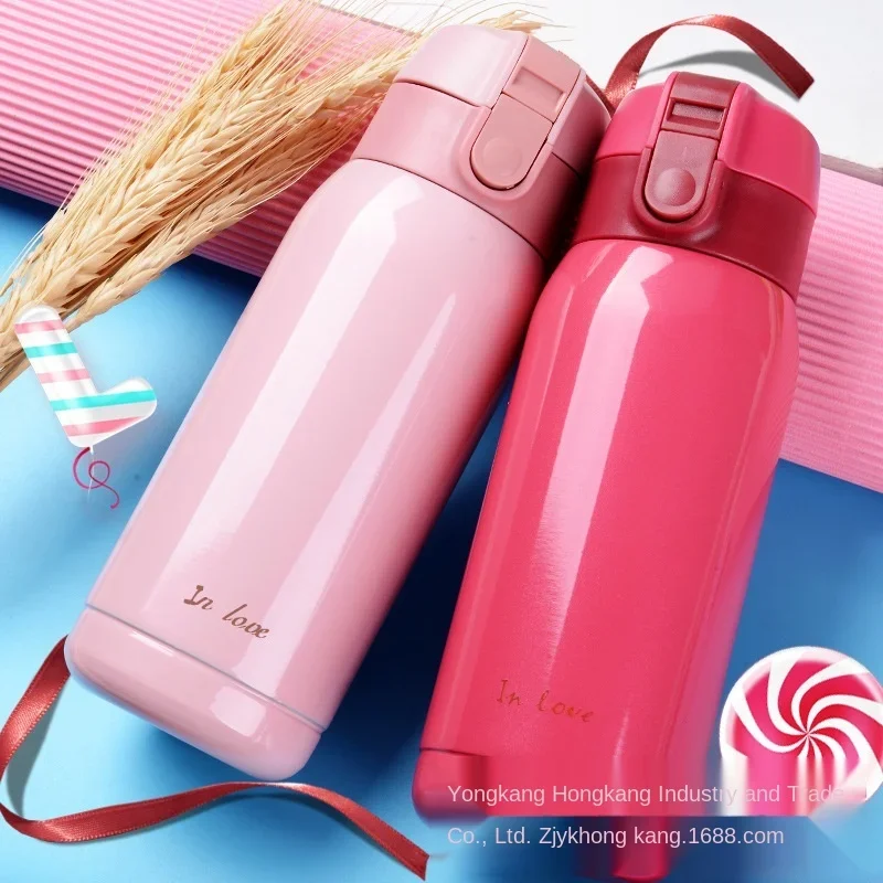 

New Type of Best selling Bounce Sling Thermos Mug, Portable Double-layer Vacuum Insulation High-end Office Thermos Mug