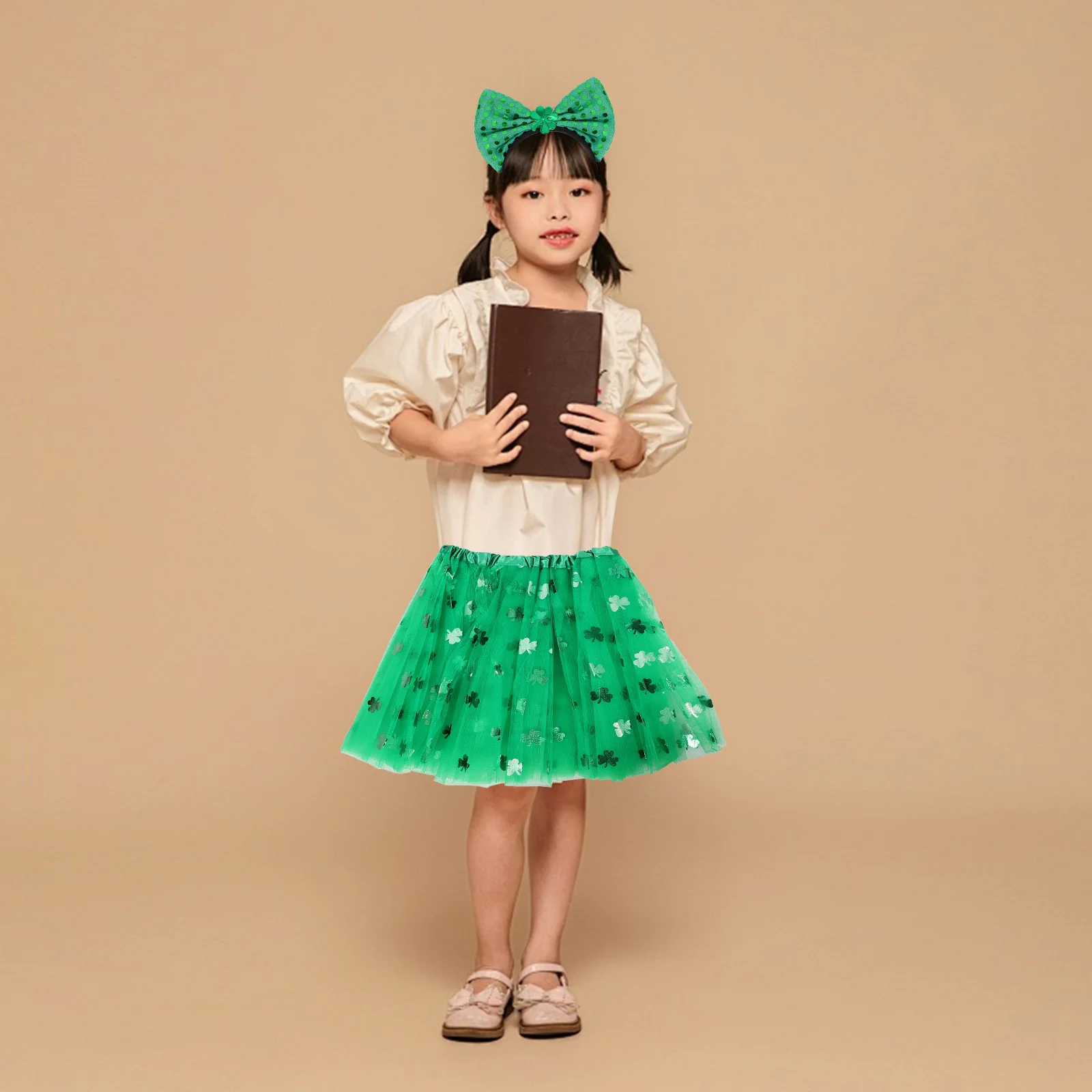 

1 set 1 Set Short Skirt Headband Festival Costume Set St. Patrick'S Day Headdress Party Decor Supplies Gauze Skirt Festive Props