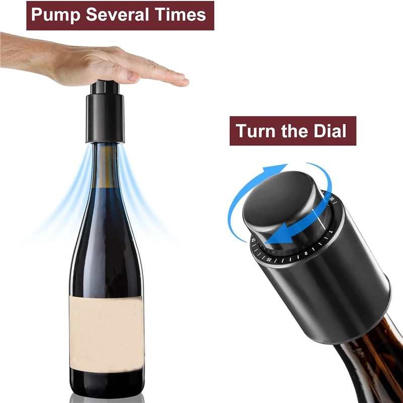 Wine Plug Vacuum Retain Freshness Champagne Stopper Red Wine Stopper Stainless Steel Wine Bottle Cap Leak-Proof Sealing 3 pcs