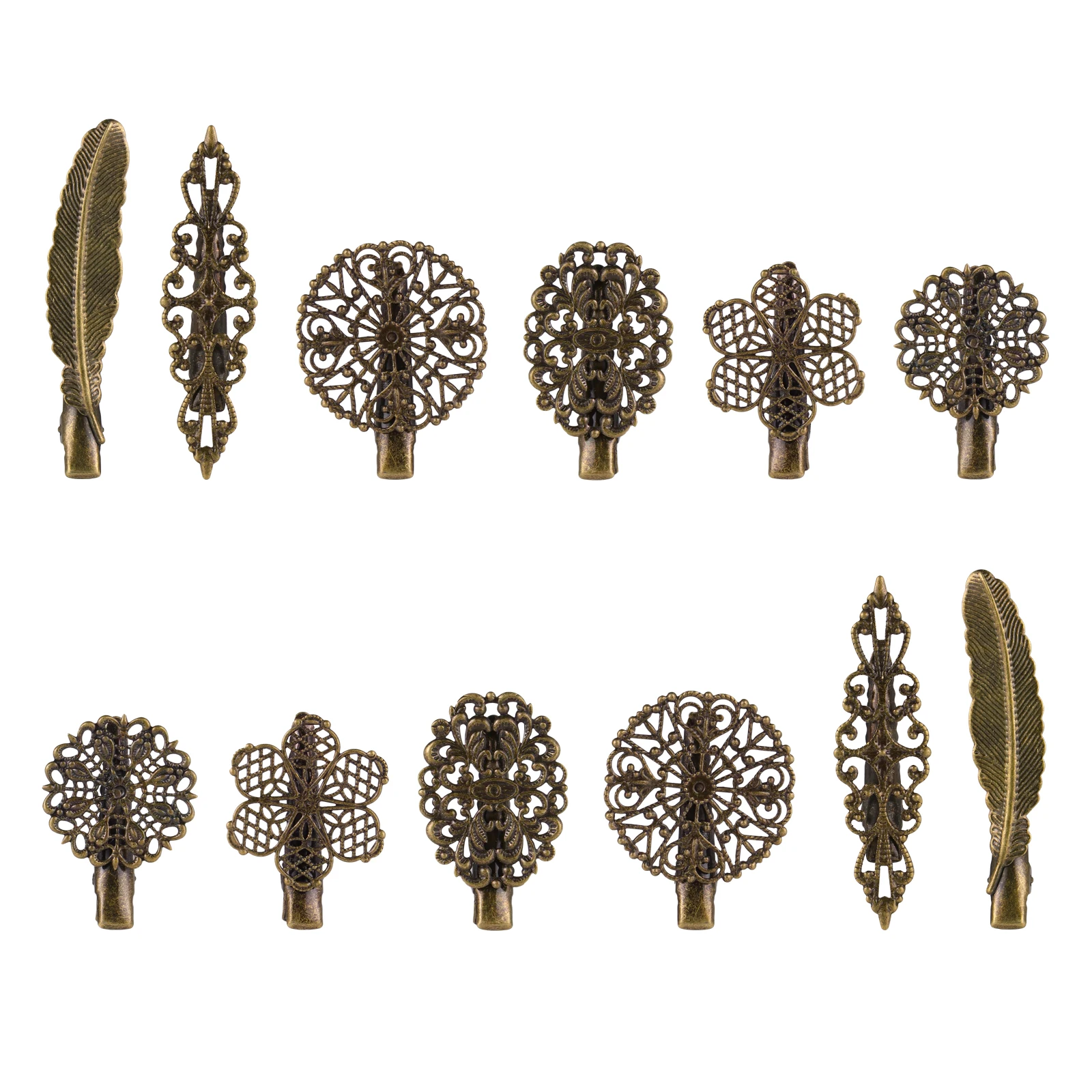 

12pcs Vintage Hair Clips Women Alloy Barrettes Durable Leaf Flower Design Travel Gifts Hair Accessories Styling Tools