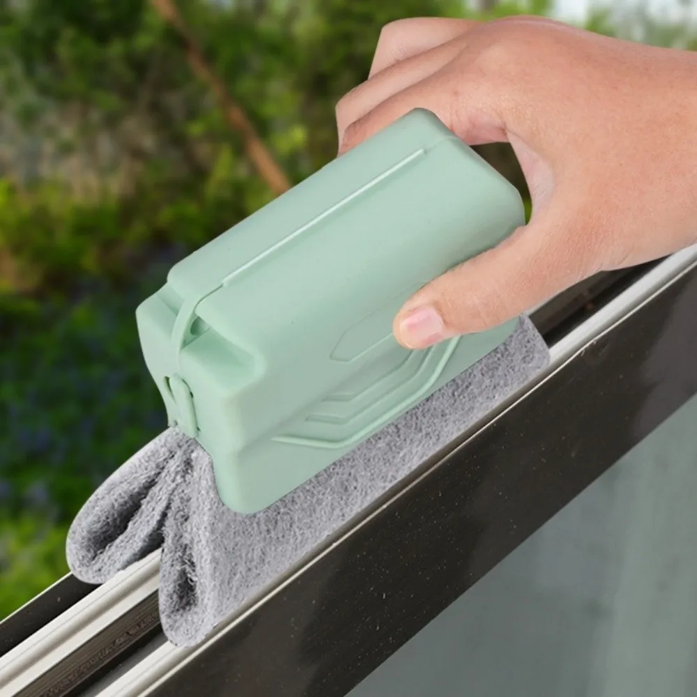 2 In 1 Window Track Cleaner Brush Head Scouring Pad Window Groove Cleaning Brush Multipurpose Hand-held Narrow Gaps Cleaner
