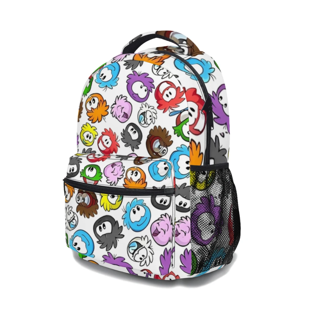 Mochila con patrón de Puffle para Club Penguin, bolso de gran capacidad, bolsa de libros de moda, múltiples bolsillos, ajustable, 17 pulgadas, nuevo estilo