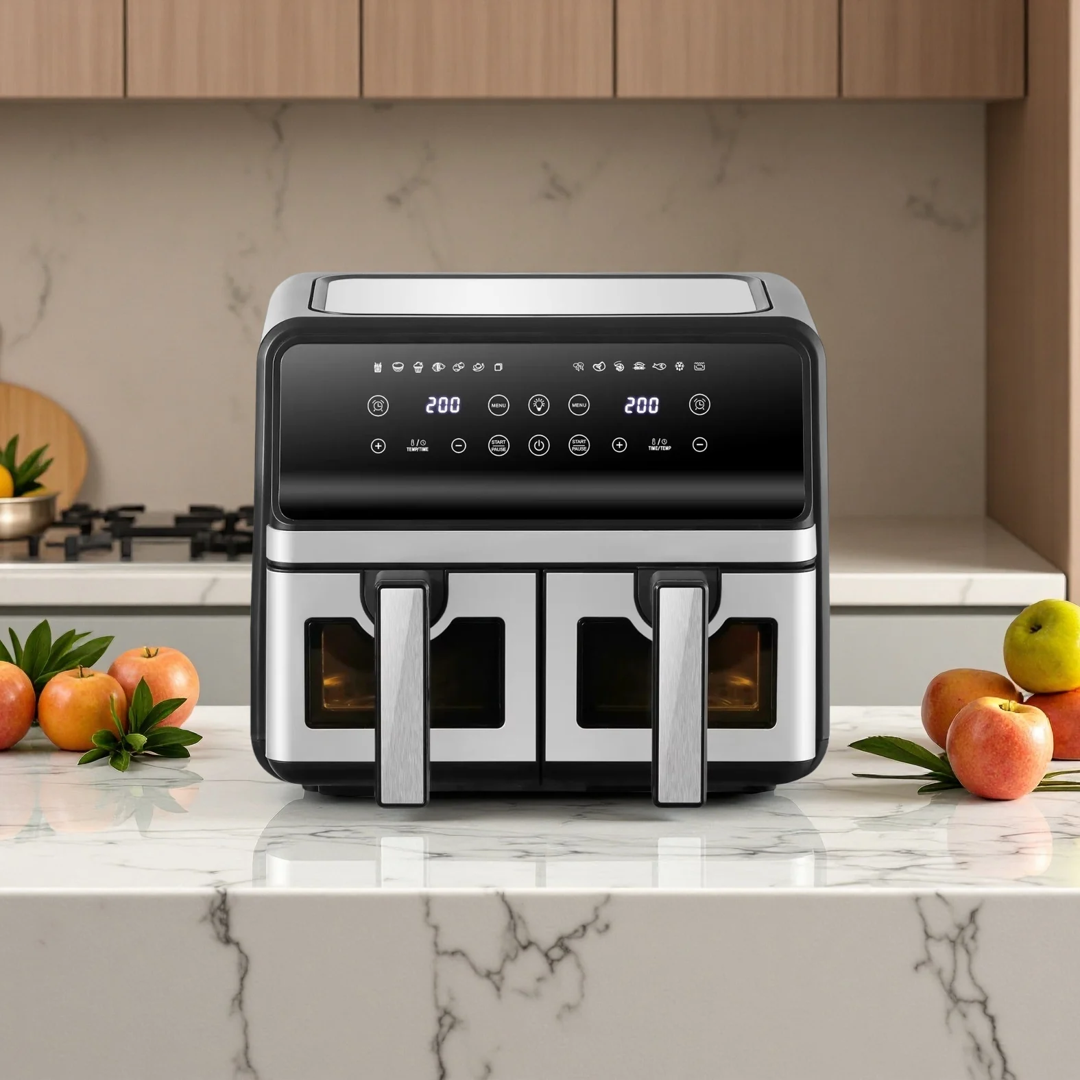 Smart Home Oven - مقلاة هوائية كهربائية منزلية بسلتين متعدد