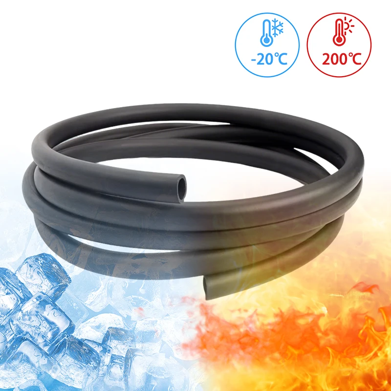 FKM Viton Fluorine Rubber Hose High Temp Oil Corrosion Resistant Flexible Fuel Pipe ID 2-25mm Multiple Sizes