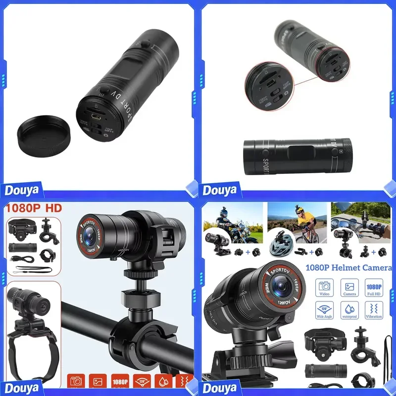 F9 WiFi Monocular Sports Camera Waterproof FHD1080P 120 Degrees Wide Angle Outdoor Camera for Motorcycle Helmet Bike