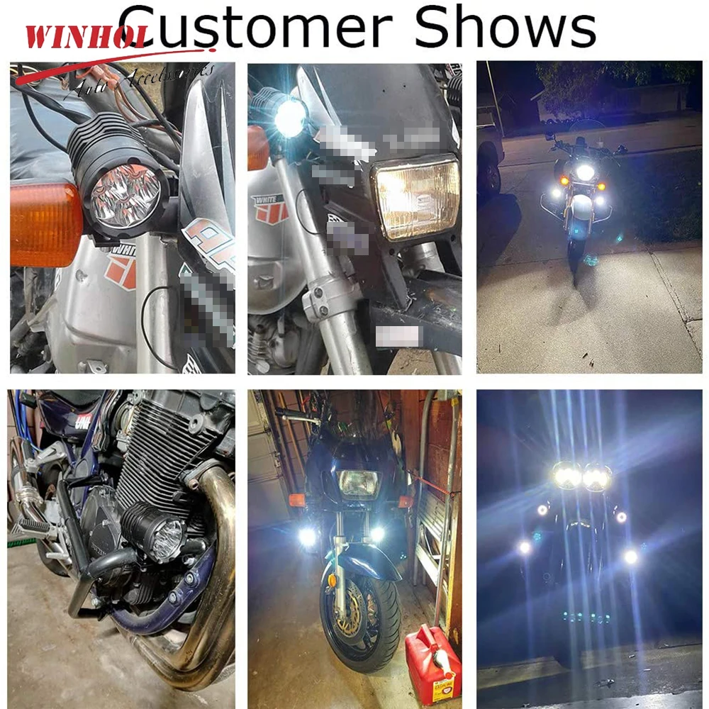 2PCS 60W Additional Led Headlights for Motorcycle Universal Moto Spotlight LED Motorcycle Headlight Auxiliary 12V 24V Car Lamp