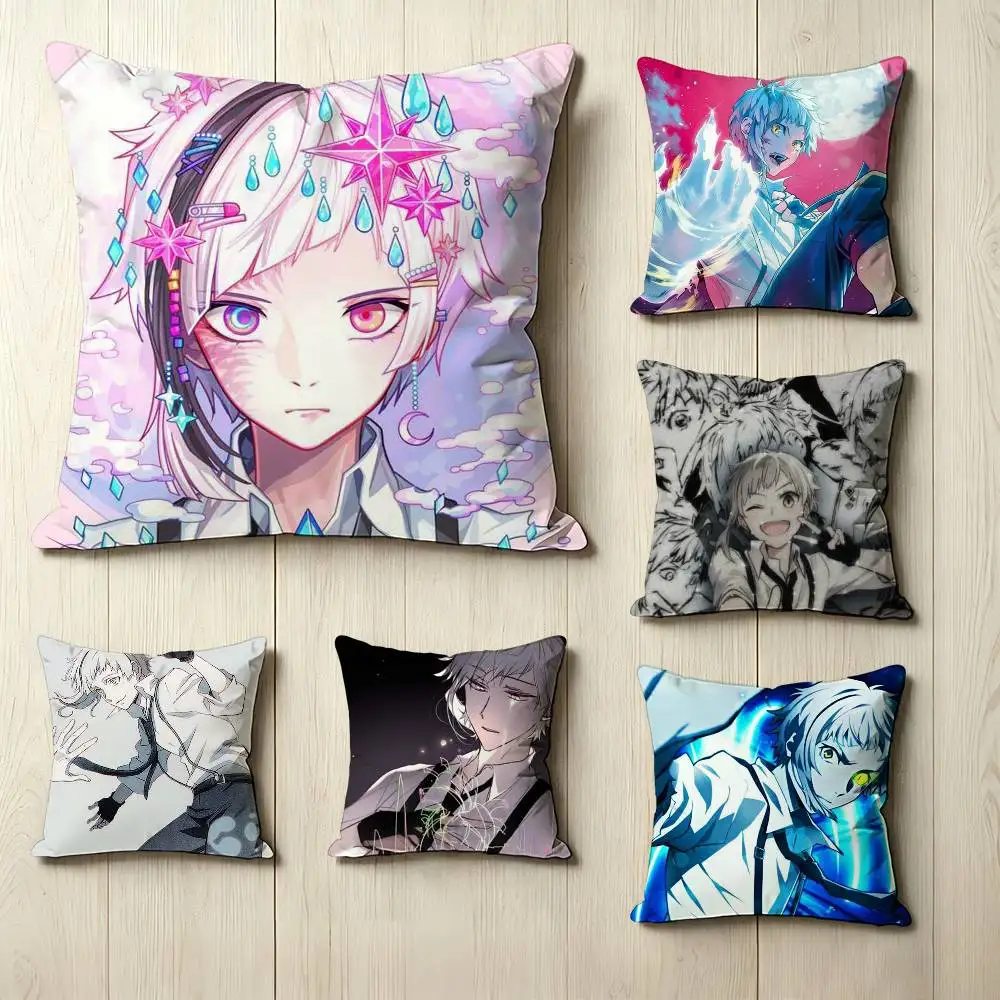 B-Bungo Stray Dogs A-Atsushi N-Nakajima Square Double-Sided printed Pillow Case Bedroom Bedside Pillow Sofa Cushion Cover